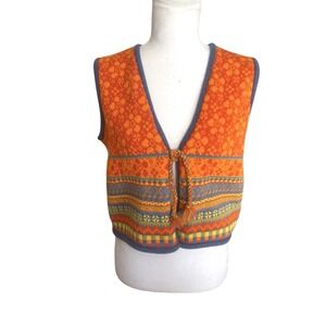 KOOTENAY Women's Knitted Wool Sweater Vest Floral Fair Isle Nordic Cabincore M